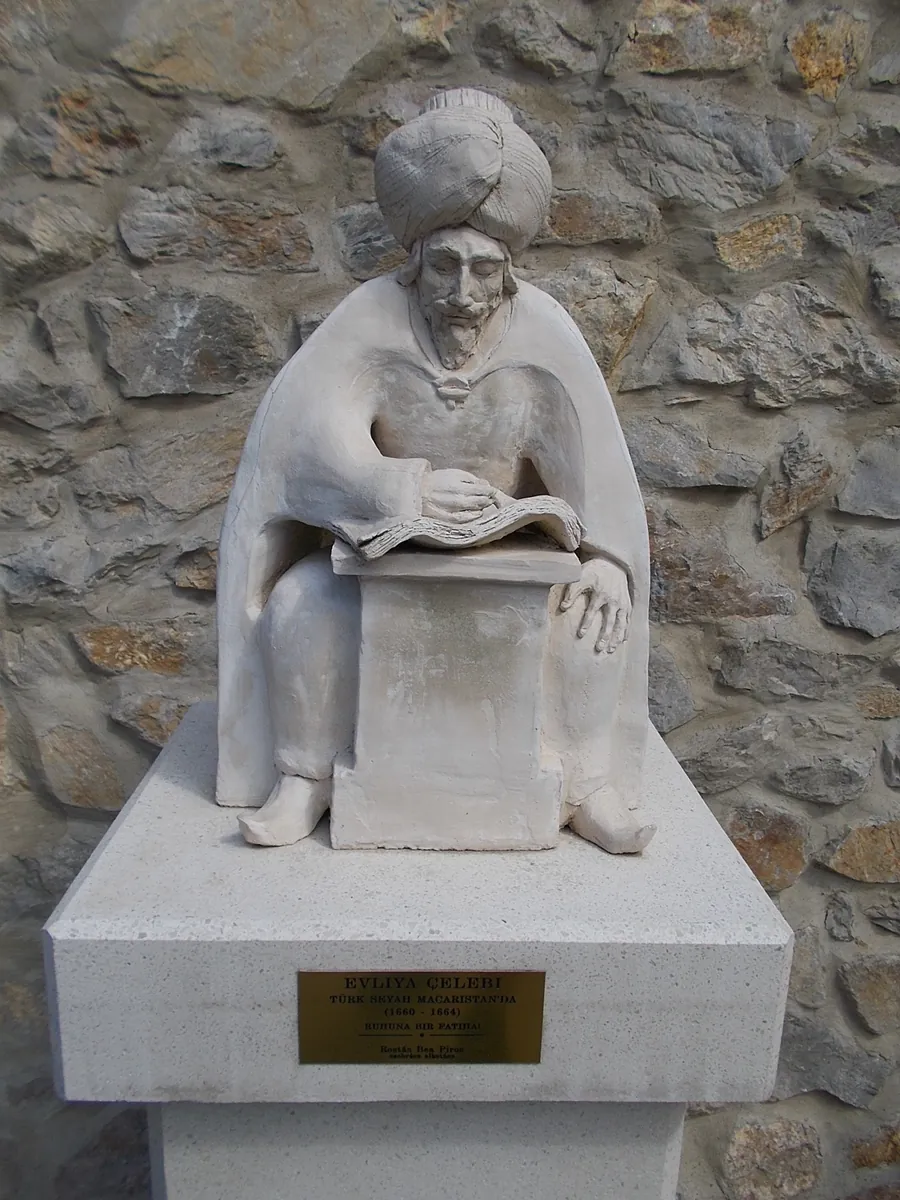 Evliya Çelebi, statue at Eger, Hungary: the man who counted Istanbul's taverns.