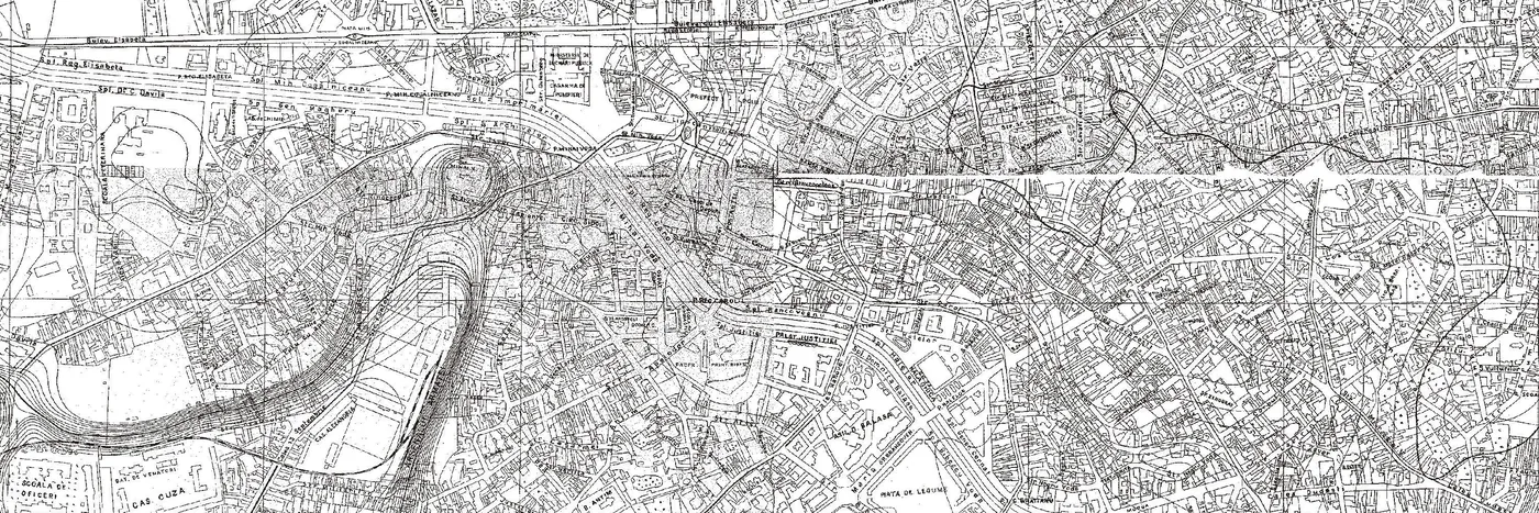 Detail of the 1911 Army plan: the straight canal through the centre