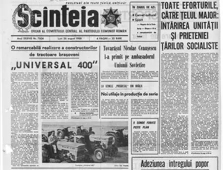 Prima pagină a ziarului Scînteia din 26 august 1968