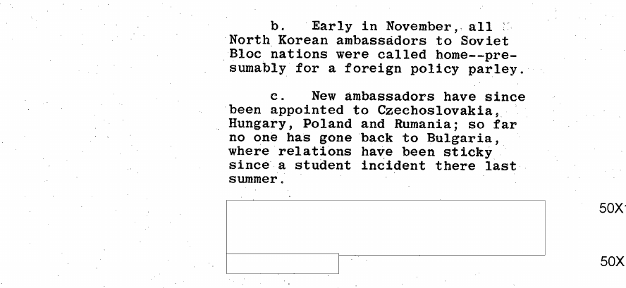Fragment scanat din buletinul din 27 noiembrie 1962: 5. North Korea
