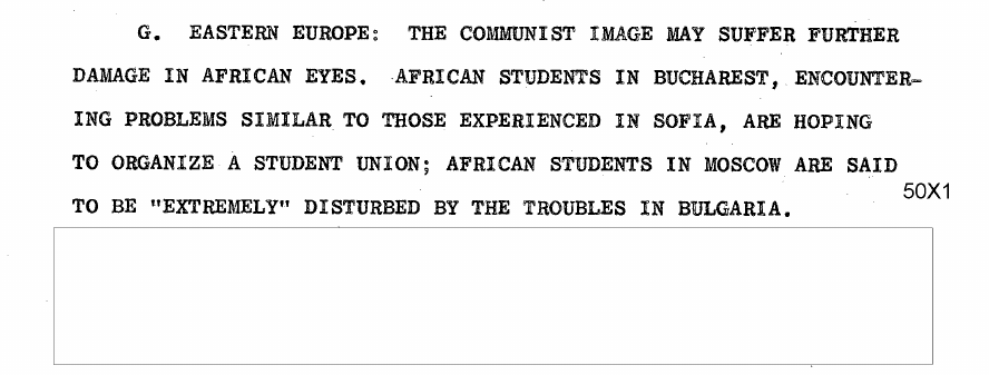 Fragment scanat din buletinul din 22 februarie 1963: G. EASTERN EUROPE: