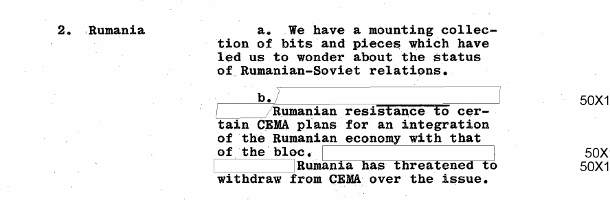 Fragment scanat din buletinul din 6 mai 1963: 2. Rumania