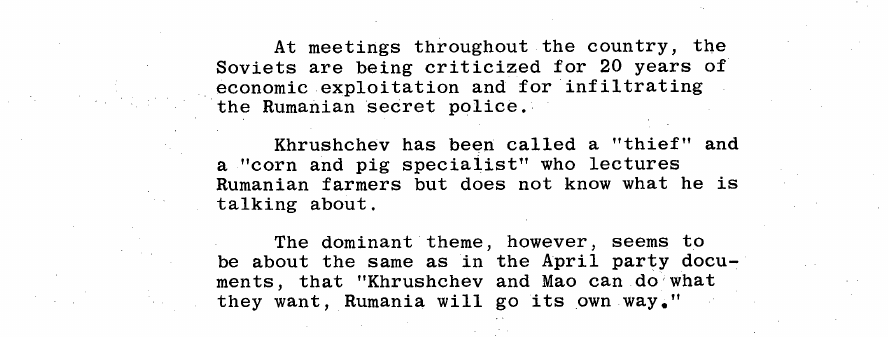 Fragment scanat din buletinul din 19 mai 1964: 9. Rumania: