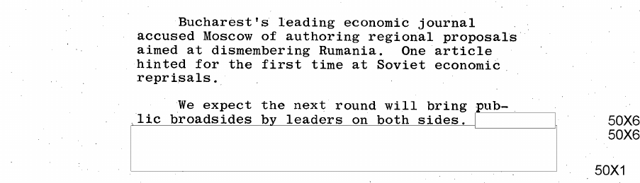 Fragment scanat din buletinul din 16 iunie 1964: 7. Rumania-USSR: