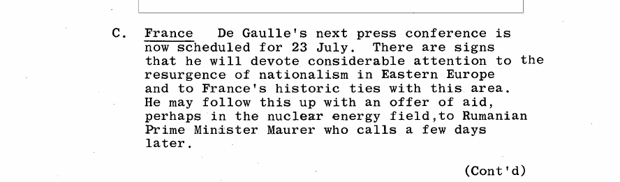 Fragment scanat din buletinul din 30 iunie 1964: C. France
