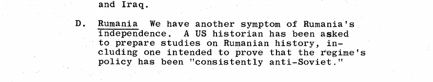 Fragment scanat din buletinul din 19 septembrie 1964: D. Rumania