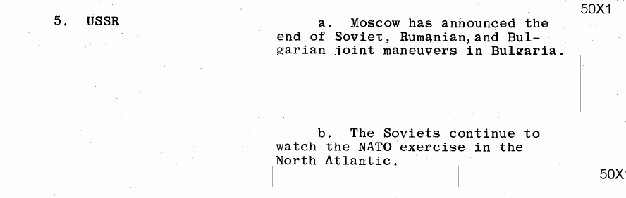Fragment scanat din buletinul din 21 septembrie 1964: 5. USSR
