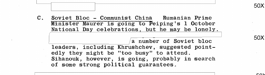 Fragment scanat din buletinul din 24 septembrie 1964: C. Soviet Bloc - Communist China