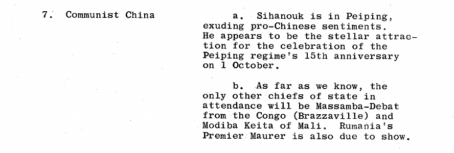 Fragment scanat din buletinul din 28 septembrie 1964: 7. Communist China