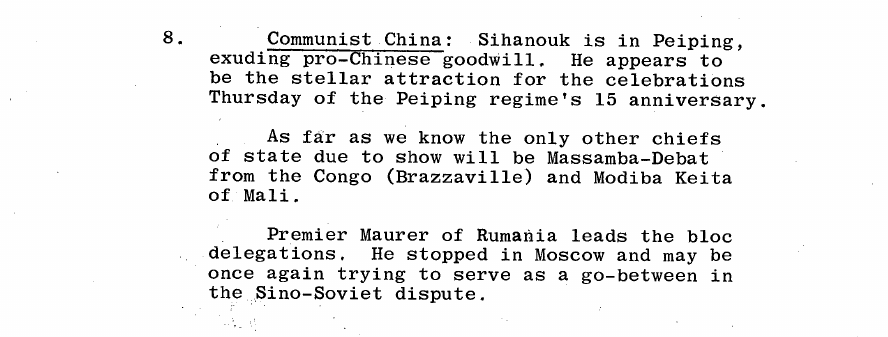 Fragment scanat din buletinul din 29 septembrie 1964: 8. Communist China:
