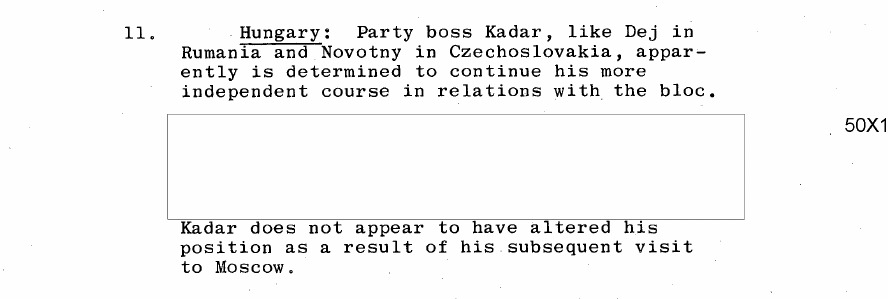 Fragment scanat din buletinul din 27 noiembrie 1964: 11. Hungary: