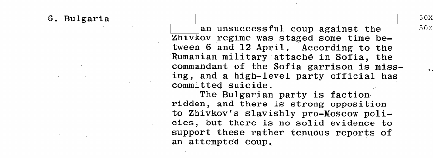Fragment scanat din buletinul din 14 aprilie 1965: 6. Bulgaria