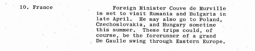 Fragment scanat din buletinul din 10 martie 1966: 10. France