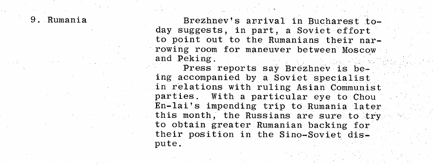 Fragment scanat din buletinul din 10 mai 1966: 9. Rumania