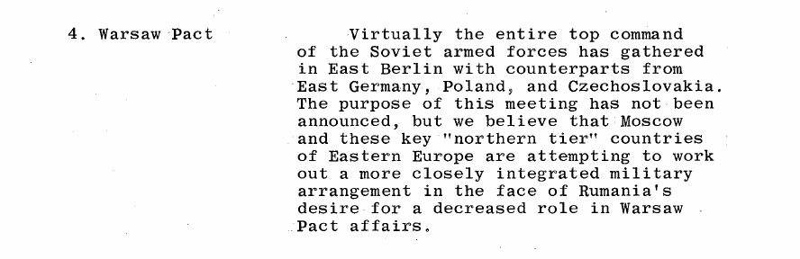 Fragment scanat din buletinul din 13 iunie 1966: 4. Warsaw Pact