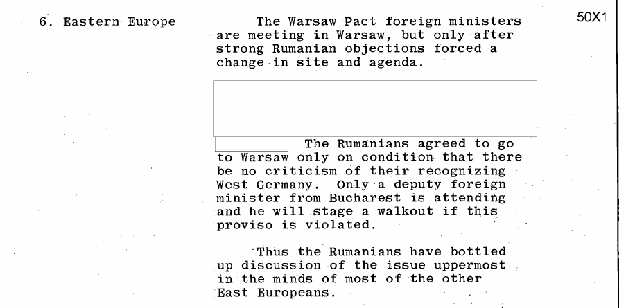 Fragment scanat din buletinul din 8 februarie 1967: 6. Eastern Europe