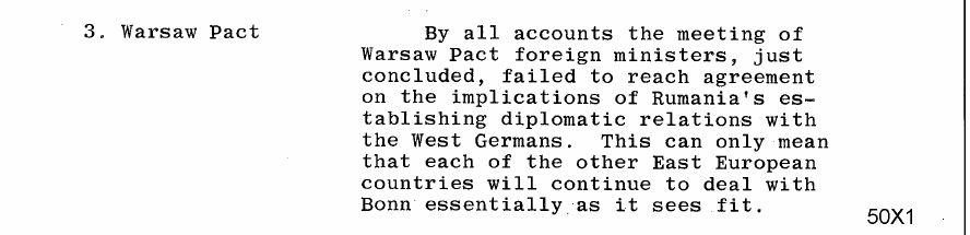Fragment scanat din buletinul din 11 februarie 1967: 3. Warsaw Pact
