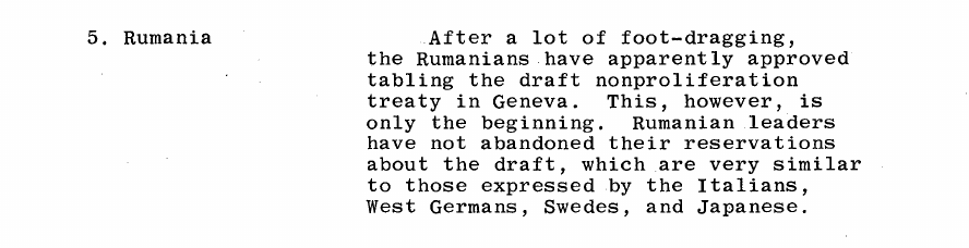 Fragment scanat din buletinul din 24 august 1967: 5. Rumania