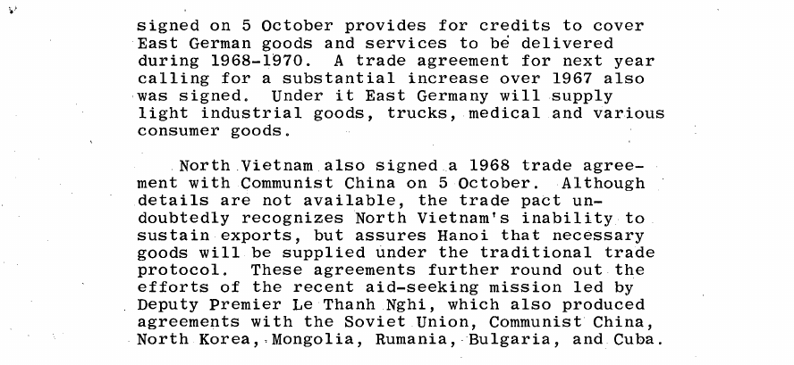 Fragment scanat din buletinul din 7 octombrie 1967: Hanoi gets more aid agreements:
