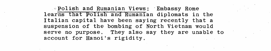 Fragment scanat din buletinul din 21 octombrie 1967: Polish and Rumanian Views: