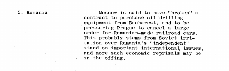 Fragment scanat din buletinul din 29 decembrie 1967: 5. Rumania