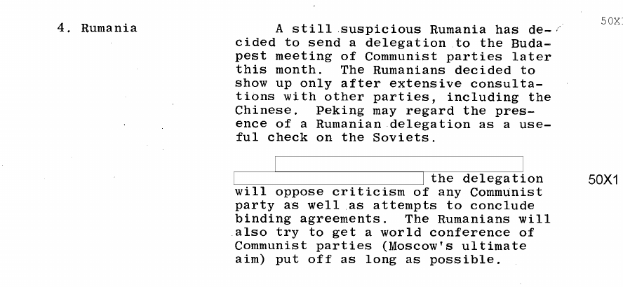 Fragment scanat din buletinul din 13 februarie 1968: 4. Rumania