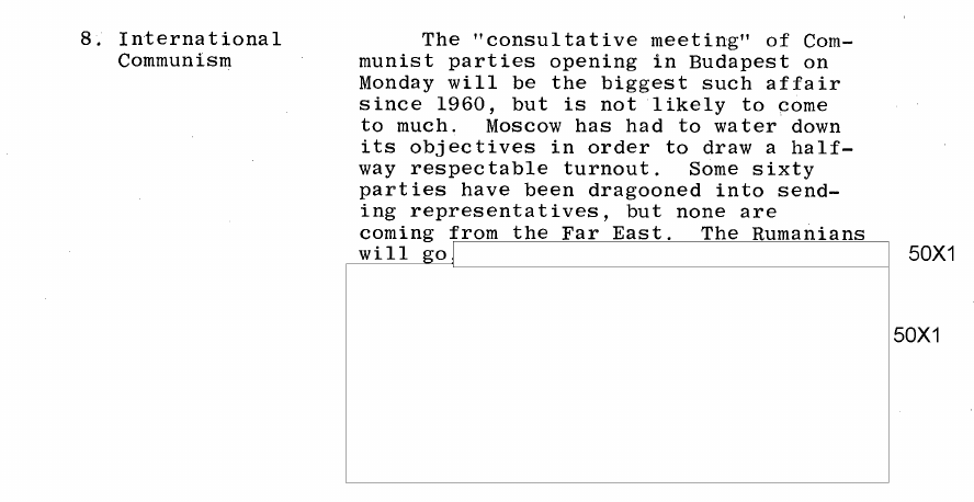 Fragment scanat din buletinul din 24 februarie 1968: 8. International Communism