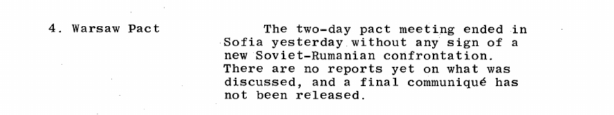 Fragment scanat din buletinul din 8 martie 1968: 4. Warsaw Pact