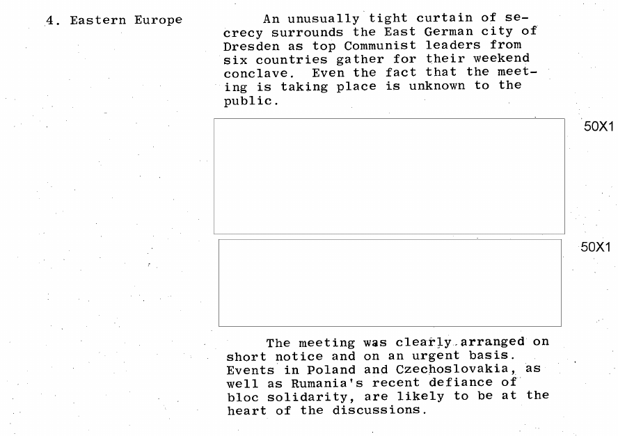 Fragment scanat din buletinul din 23 martie 1968: 4. Eastern Europe