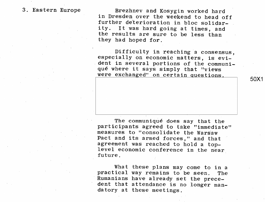 Fragment scanat din buletinul din 25 martie 1968: 3. Eastern Europe