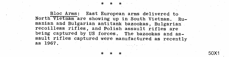 Fragment scanat din buletinul din 8 iunie 1968: Bloc Arms: