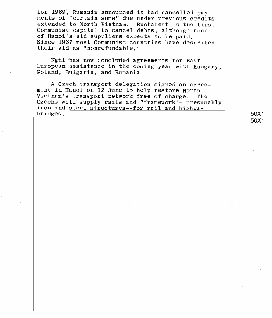 Fragment scanat din buletinul din 14 iunie 1968: East European Aid: