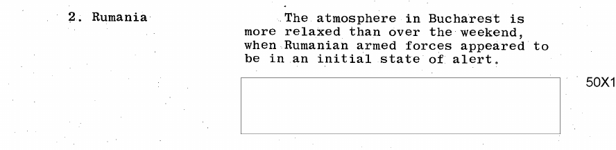Fragment scanat din buletinul din 28 august 1968: 2. Rumania