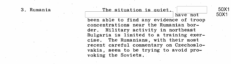 Fragment scanat din buletinul din 3 septembrie 1968: 3. Rumania