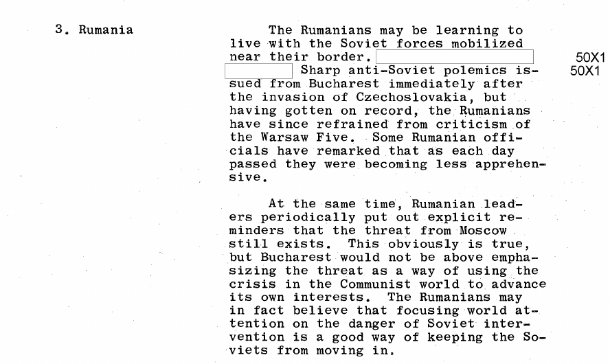 Fragment scanat din buletinul din 24 septembrie 1968: 3. Rumania