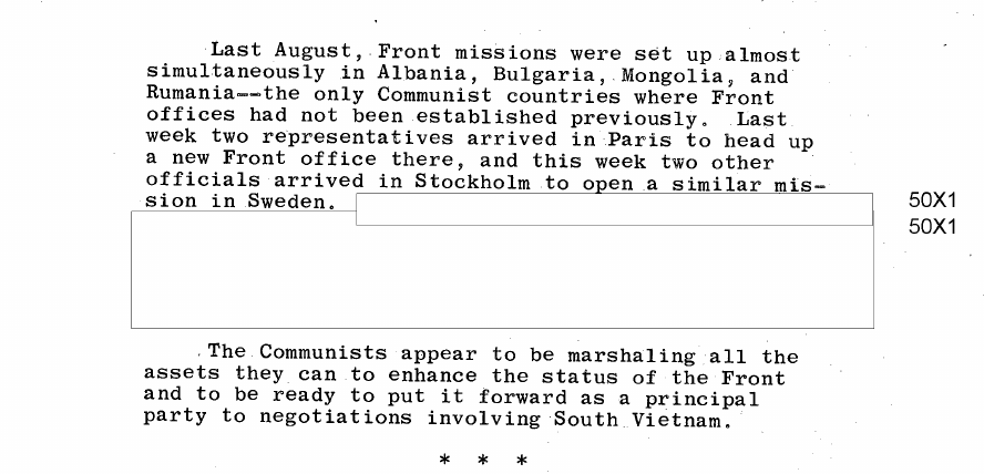 Fragment scanat din buletinul din 16 octombrie 1968: The Front is Being Built Up Internationally: