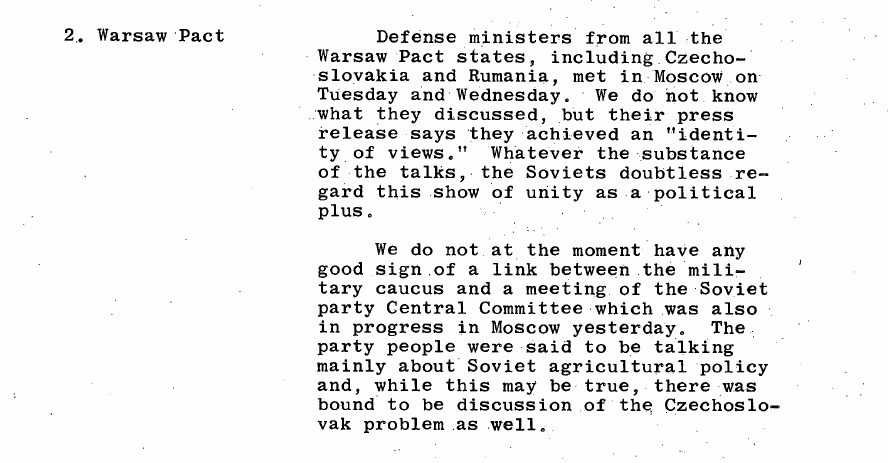 Fragment scanat din buletinul din 31 octombrie 1968: 2. Warsaw Pact