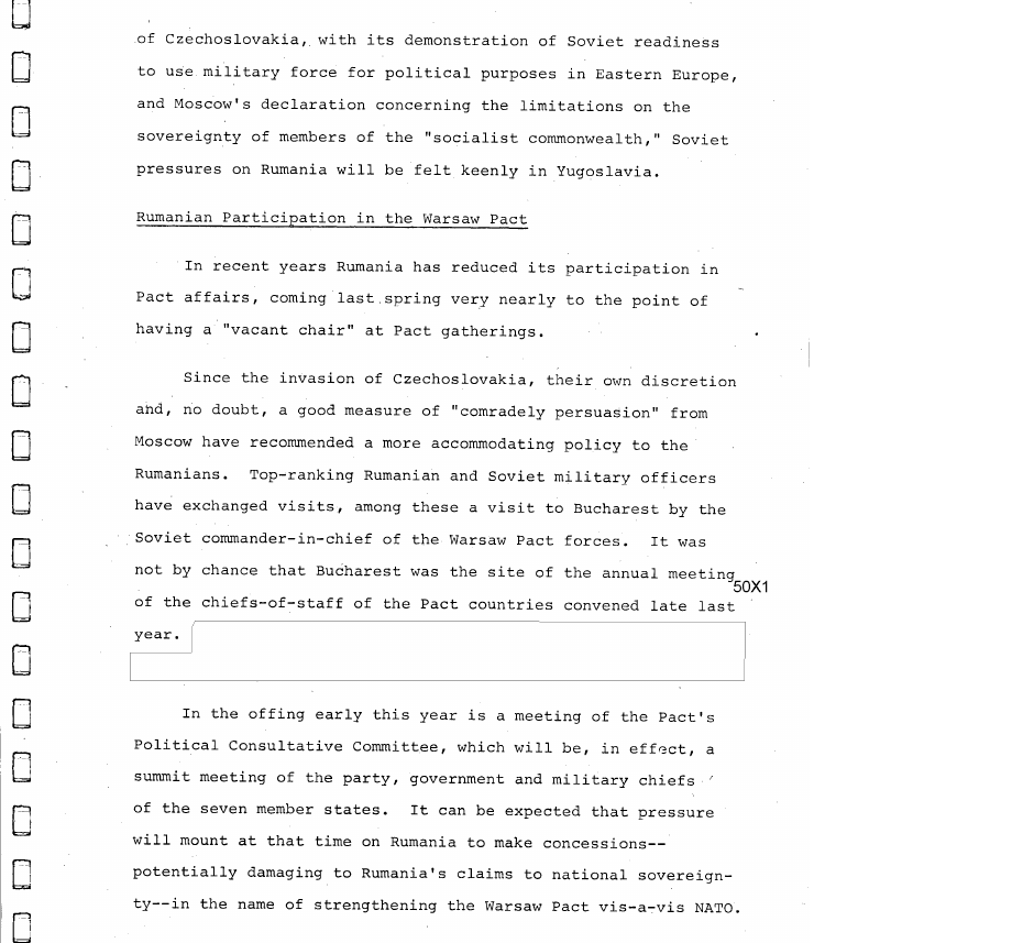 Fragment scanat din buletinul din 15 ianuarie 1969: III. ANNEX SOVIET MILITARY PRESSURES ON RUMANIA AND YUGOSLAVIA