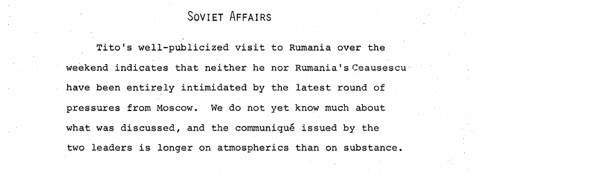Fragment scanat din buletinul din 3 februarie 1969: SOVIET AFFAIRS