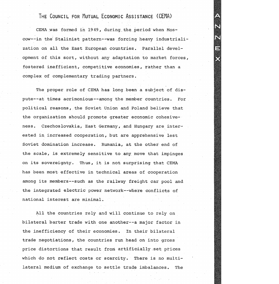 Fragment scanat din buletinul din 22 aprilie 1969: The Council for Mutual Economic Assistance (CEMA)