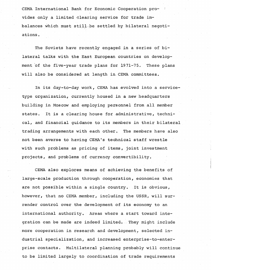 Fragment scanat din buletinul din 22 aprilie 1969: The Council for Mutual Economic Assistance (CEMA)