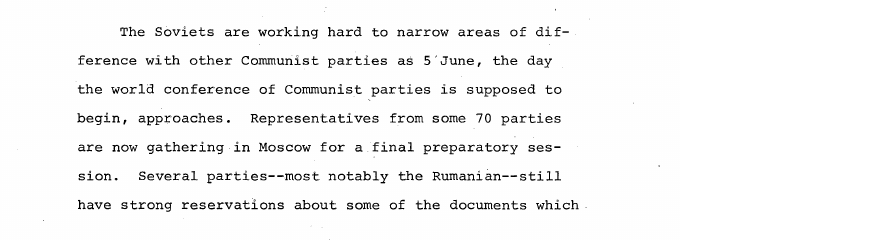 Fragment scanat din buletinul din 23 mai 1969: Soviet Affairs