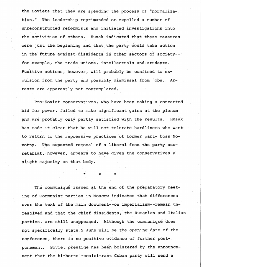 Fragment scanat din buletinul din 2 iunie 1969: Soviet Affairs