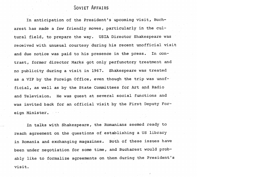 Fragment scanat din buletinul din 15 iulie 1969: Soviet Affairs