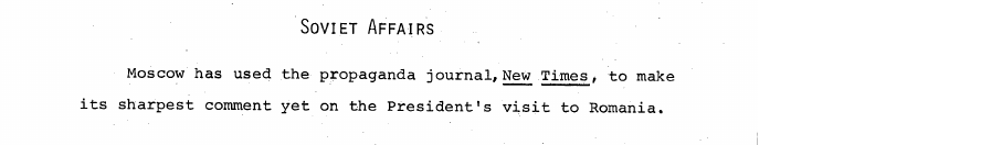 Fragment scanat din buletinul din 6 august 1969: Soviet Affairs