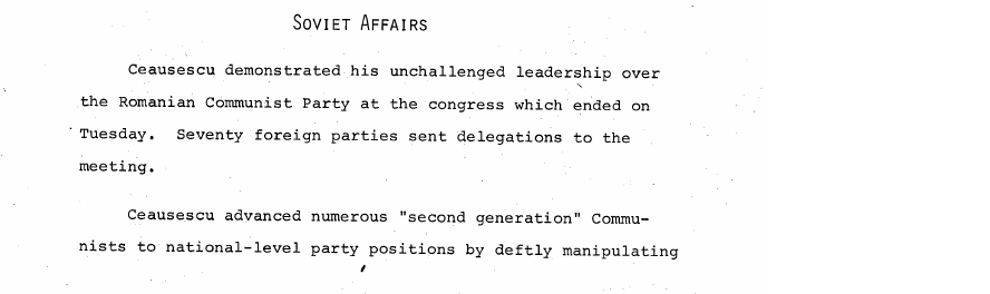 Fragment scanat din buletinul din 14 august 1969: Soviet Affairs