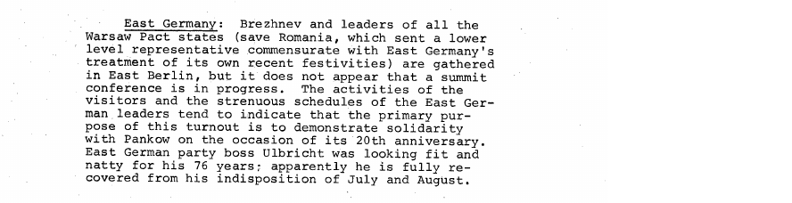 Fragment scanat din buletinul din 7 octombrie 1969: East Germany: