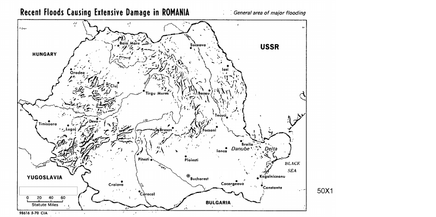 Fragment scanat din buletinul din 22 mai 1970: Recent Floods Causing Extensive Damage in ROMANIA
