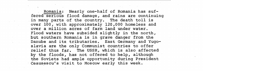 Fragment scanat din buletinul din 22 mai 1970: Romania: