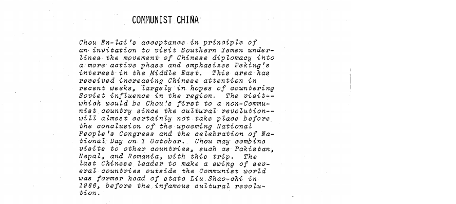 Fragment scanat din buletinul din 15 august 1970: COMMUNIST CHINA